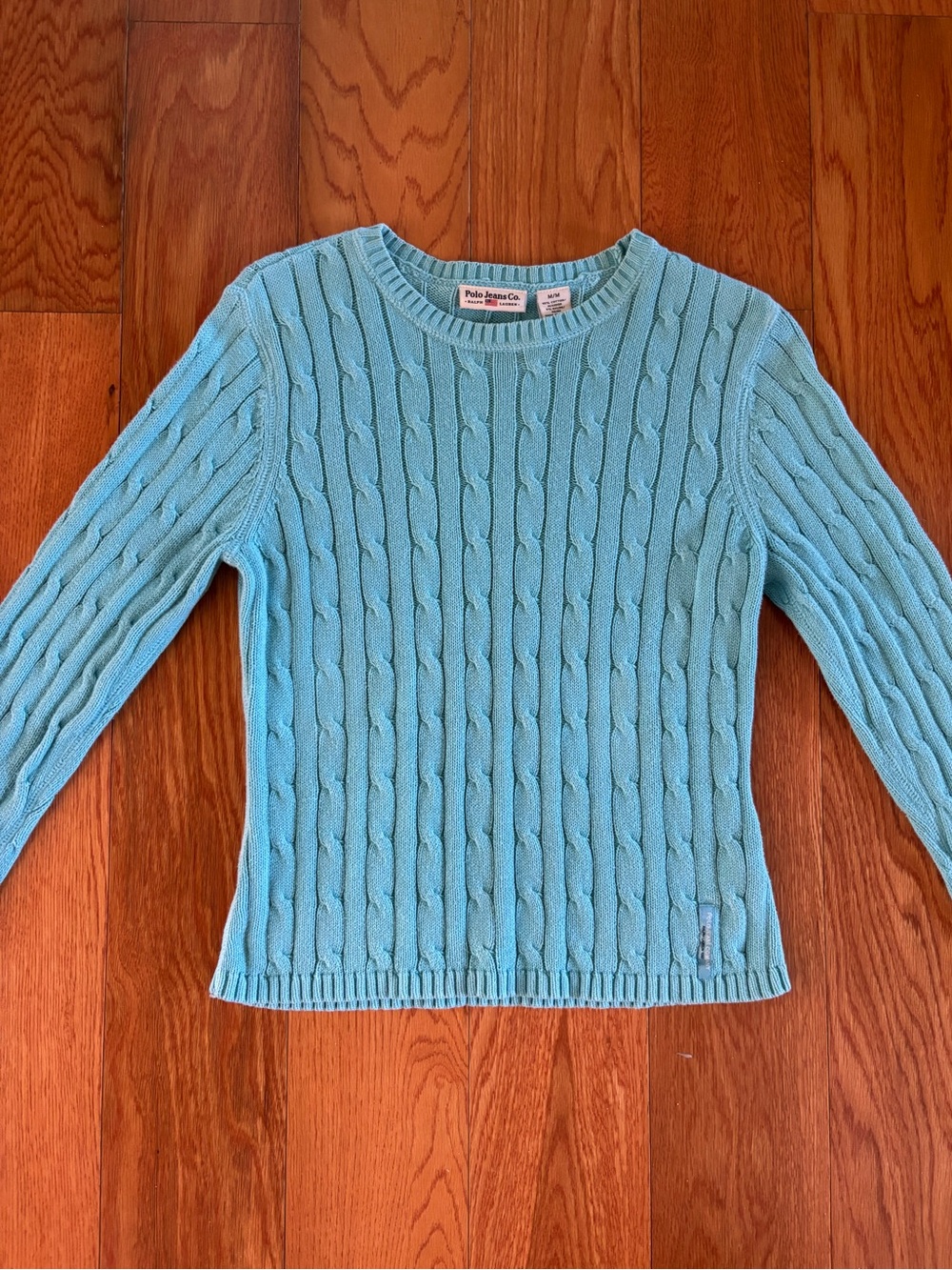 Ralph Lauren Polo Jeans Co Aqua Cable Knit Sweater